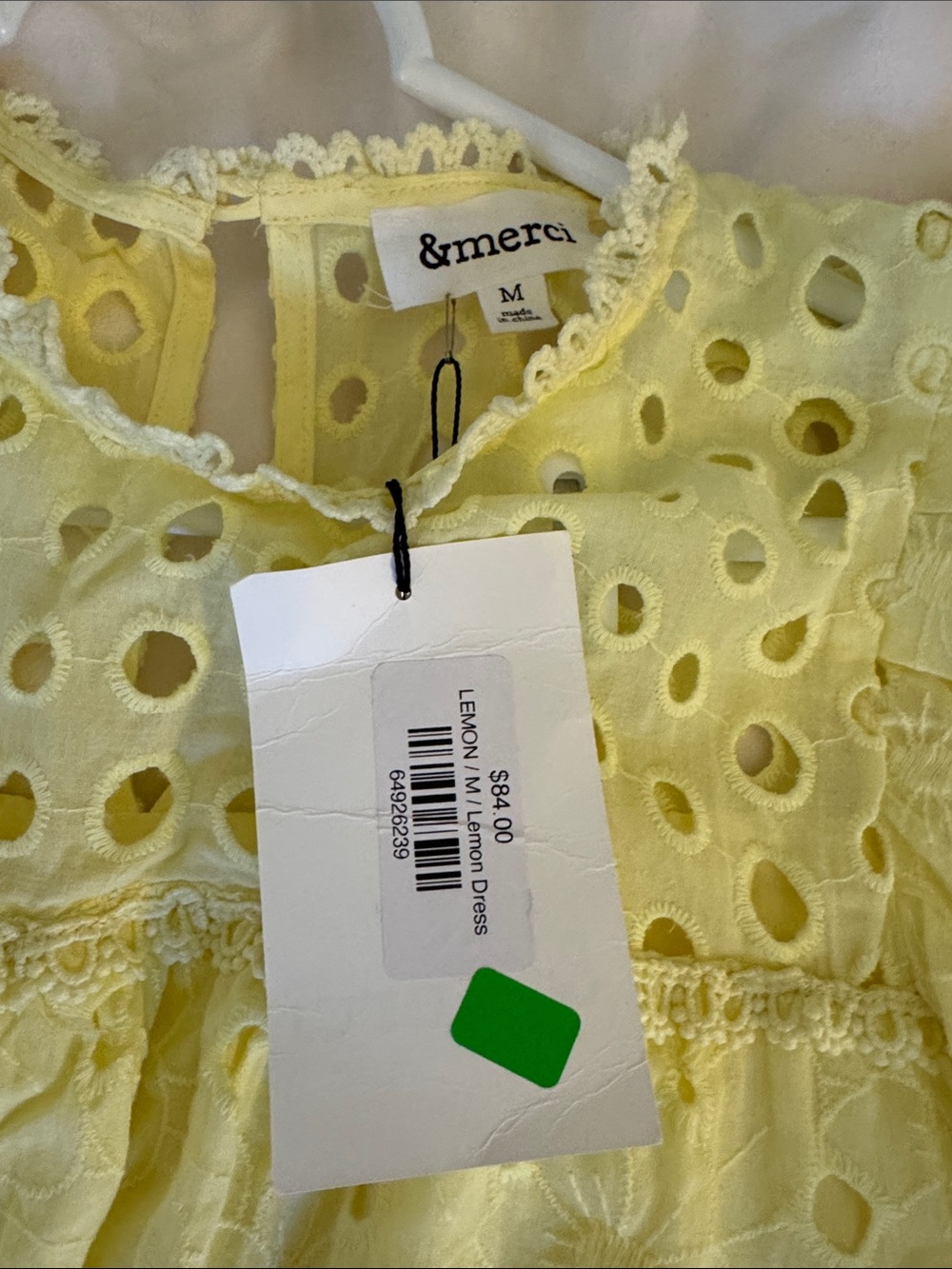 &merci Butter Yellow Eyelet Tiered Mini Dress - Picture 5 of 5